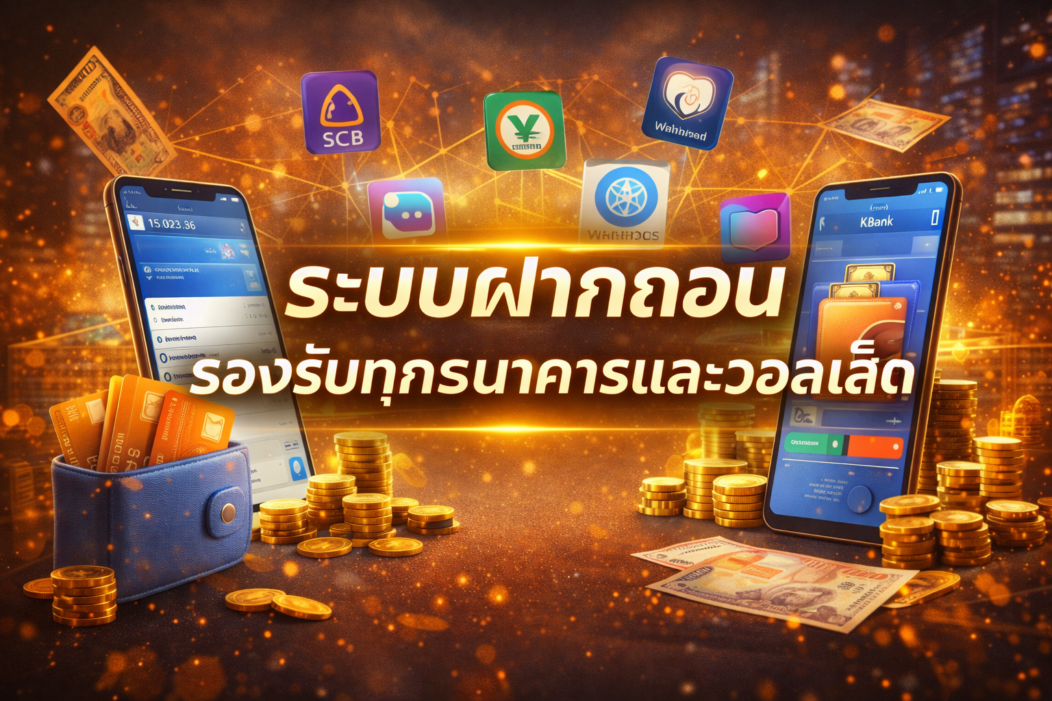 ระบบฝากถอน รองรับทุกธนาคารและวอลเล็ต